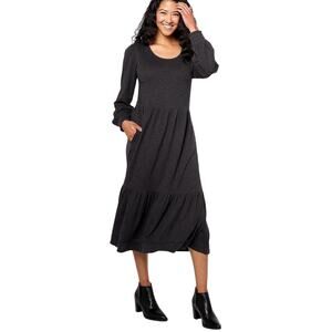 Canyon Retreat Easy Midi Boot Dress, Lace Inset, Washed Black, Plus Size 1X, NWT